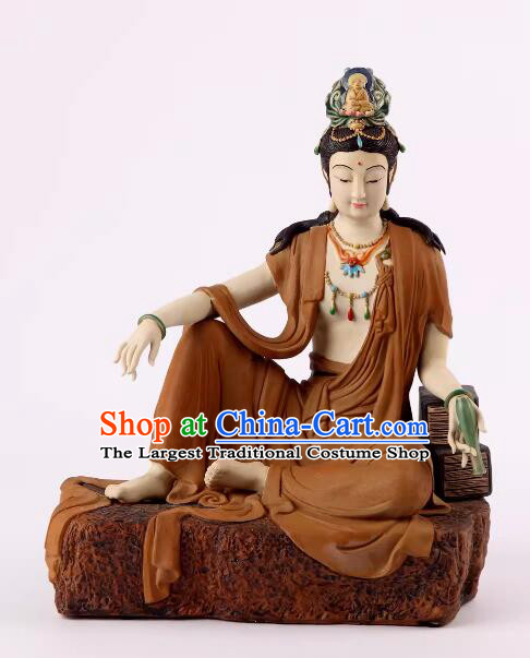 Chinese Shiwan Ceramics Buddha Arts Collection Handmade Avalokita Bodhisattva Statue