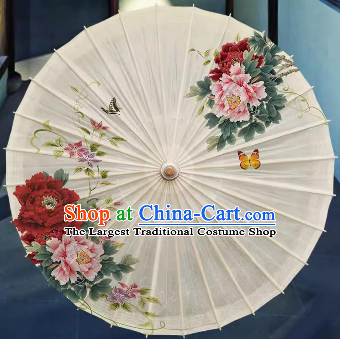 Chinese Traditional Artware Paper Umbrella Classical Dance Umbrella Painted Peony Oil-paper Umbrella Handmade Umbrella
