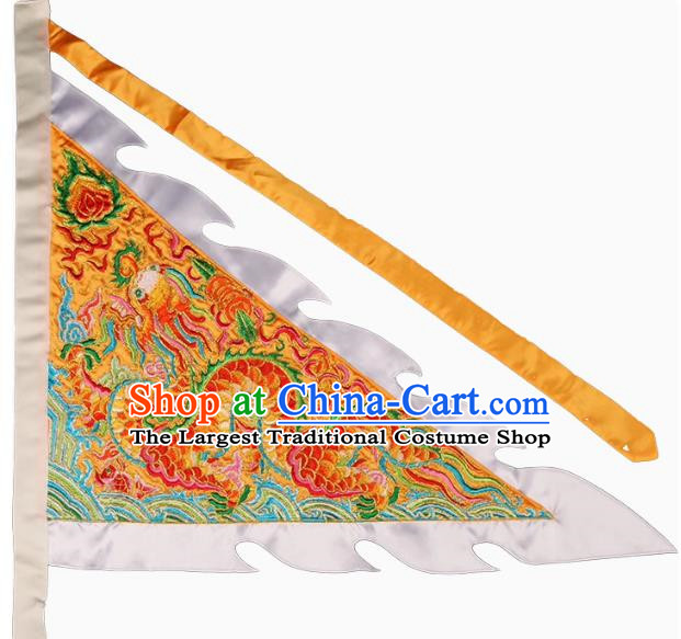 13 Inch Yellow Taoist Supplies Xuantian God Order Flag Embroidered Dragon Triangular Flag Guandi Order Flag Double Sided Embroidery Five Square Flag