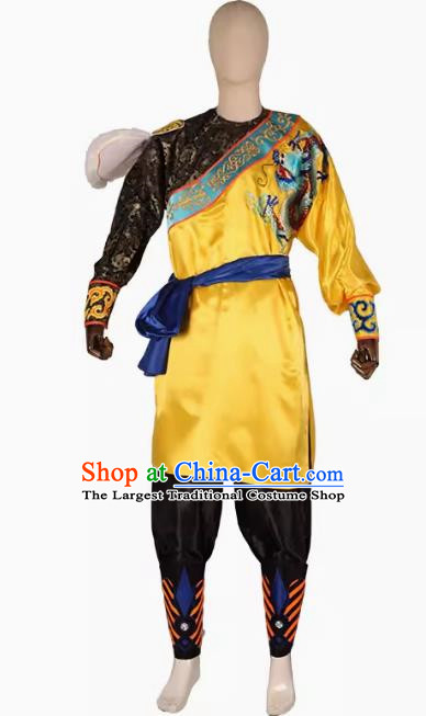 Bright Yellow Puning Yingge Team Costumes Civil And Military Sleeves Armed Color Matching Men Suits Chaoshan Martial Arts Performance Costumes Character Parade