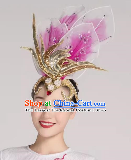 Rose Red Opening Dance Performance Headwear Adult Dance Headwear Atmospheric Catwalk Stage Performance Props