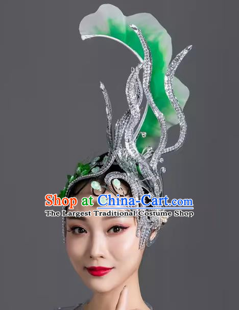 Green Everything Is Like Dance Headwear Blessing The Motherland Dance Performance Headwear Adult Stage Atmosphere High Performance Headwear
