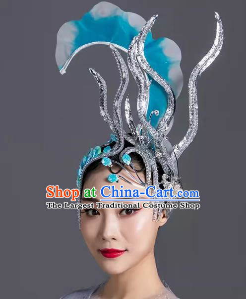 Blue Everything Is Like Dance Headwear Blessing The Motherland Dance Performance Headwear Adult Stage Atmosphere High Performance Headwear