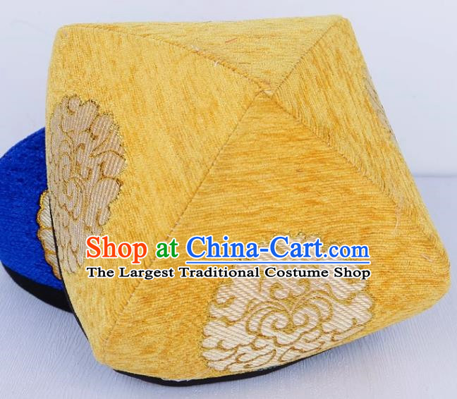 Yellow China Xinjiang Dance Embroidered Flower Hat Men And Women Dance Hat Uyghur Stage Performance Four Corner Hat