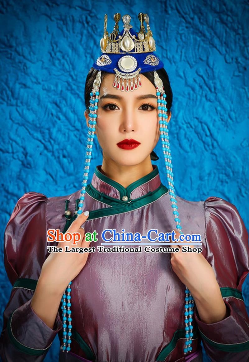 Mongolian Headdress Ethnic Minority Retro Style Women Forehead Necklace Forehead Chain