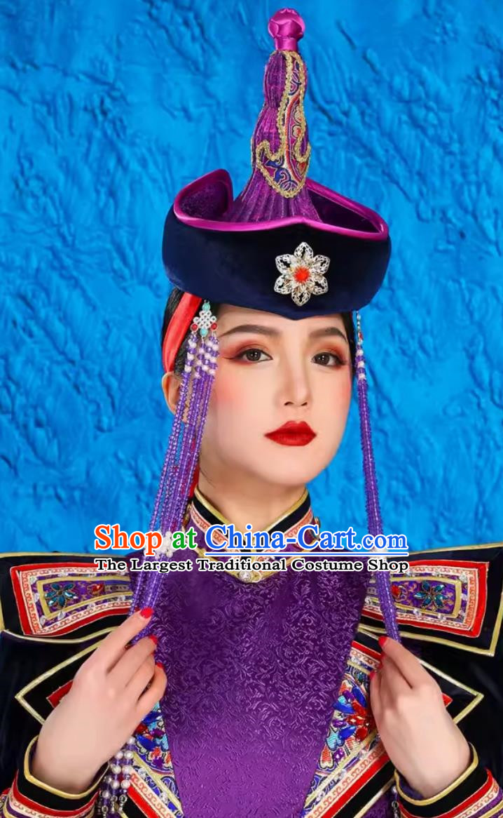 Female Ethnic Minority Dance Costumes Mongolian Tibetan Dance Stage Photography Headwear Wedding Bride