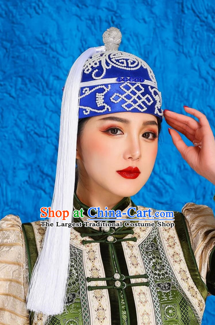 Tassel Landlord Hat Melon Shell Hat Blue Hat With Mongolian Ethnic Characteristics