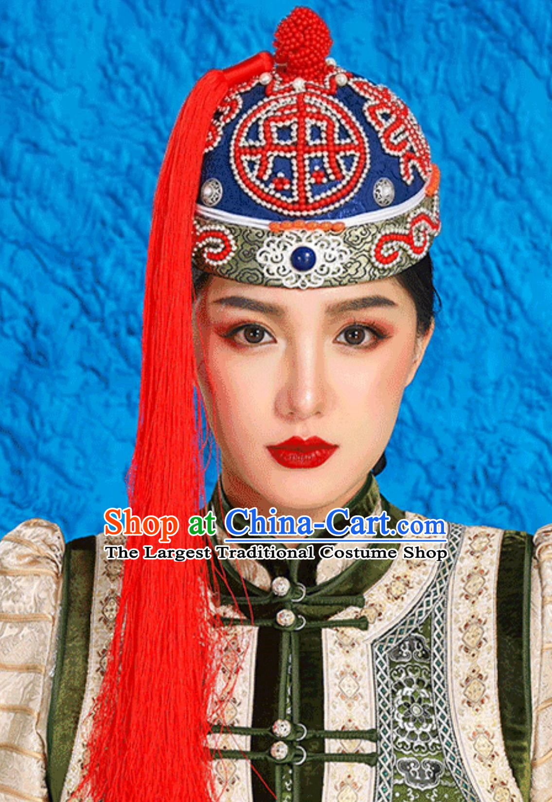 Tassel Landlord Hat Melon Shell Hat Red Hat With Mongolian Ethnic Characteristics