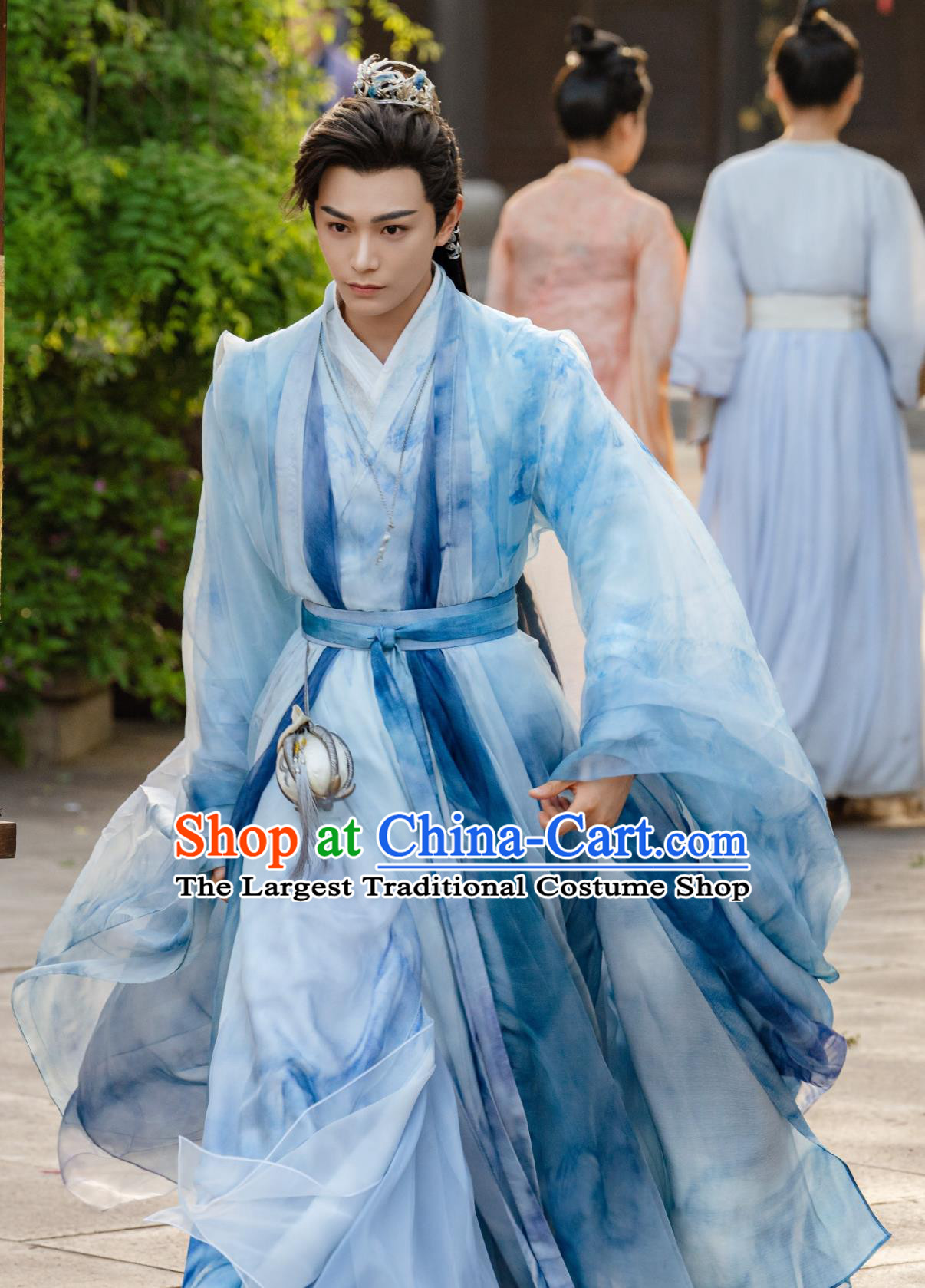 China Ancient Royal Princess Blue Garments Costume Drama Love You Seven Times God of War Chu Kong Clothing