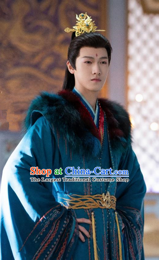 2024 Xian Xia TV Series The Last Immortal Fox King Hong Yi Blue Garment Costumes Chinese Ancient Swordsman Master Clothing