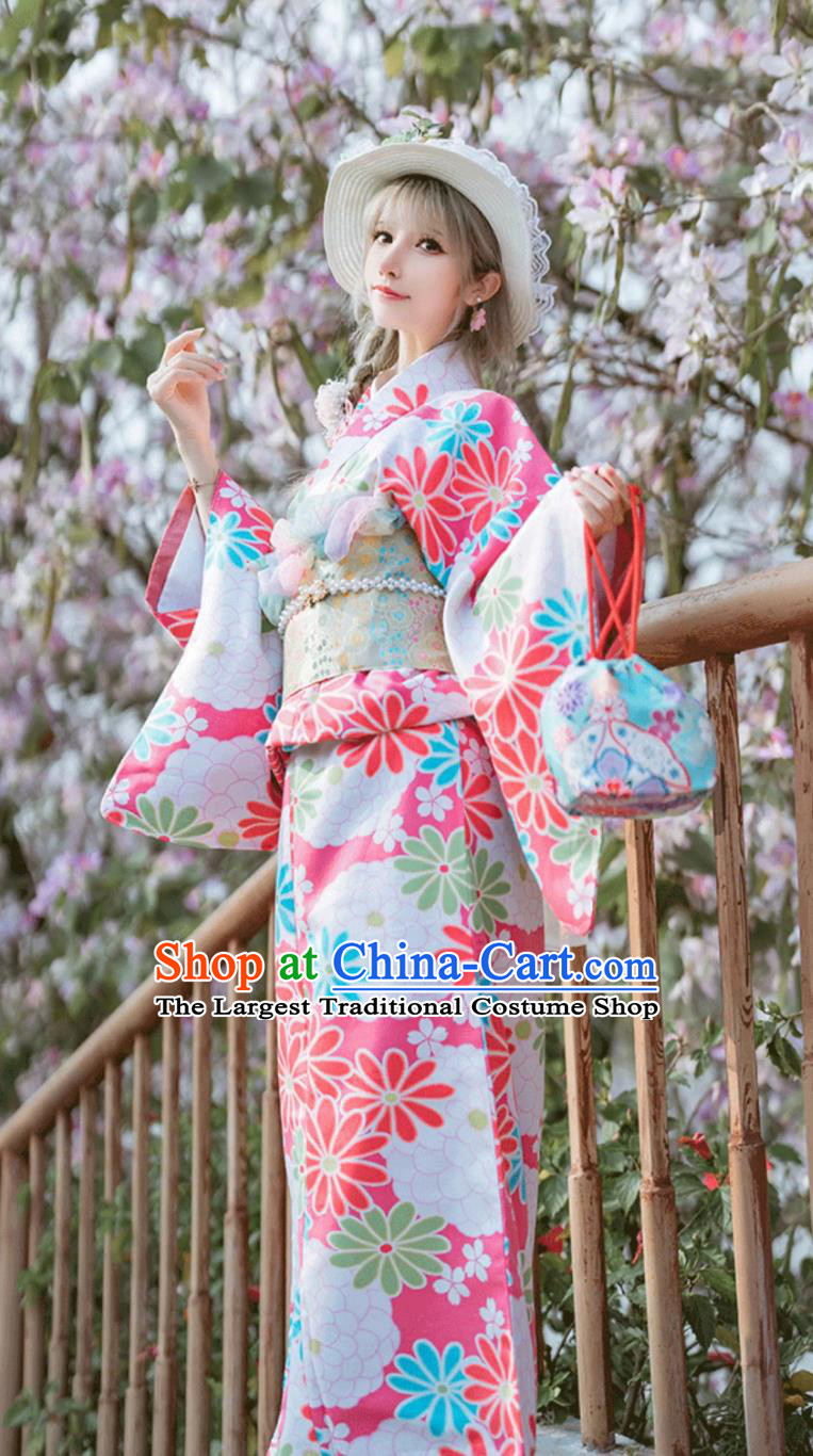 Japanese Kimono Women Traditional Costume Printed Kimono