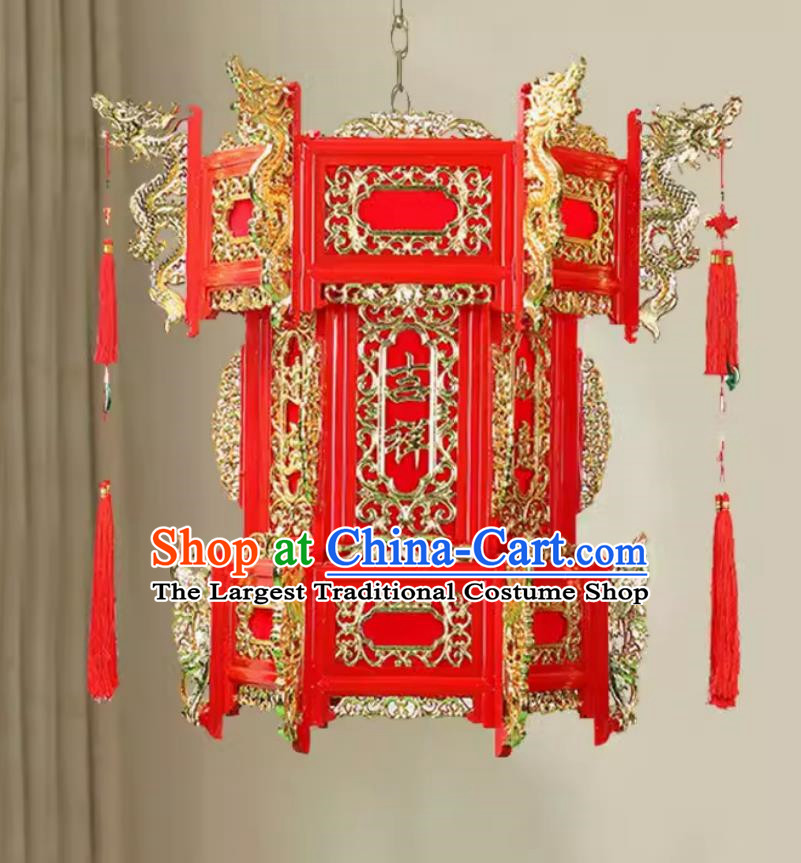 80cm Antique Hexagonal Solid Wood Palace Lantern Festive Wedding Celebration Ancient Style Traditional Red Palace Lantern