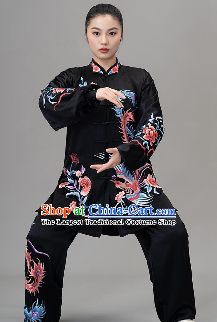 Silk Embroidered Phoenix Competition Performance Clothing New Tai Chi Suit Ba Duan Jin Suit Training Suit