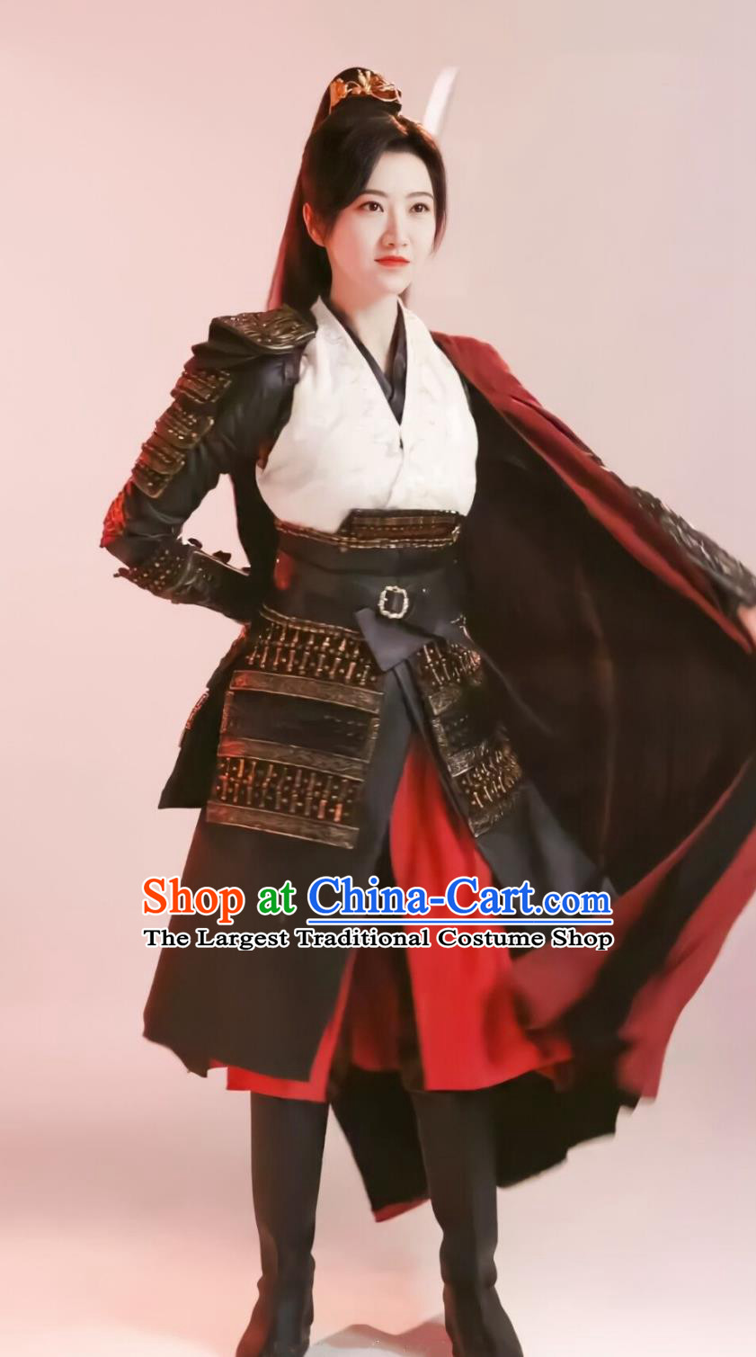 Chinese Ancient Female General Costumes TV Series Wonderland of Love Warrior Armor China Traditional Heroine Clothing
