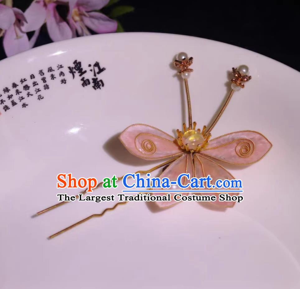 Chinese Qipao Headpiece Hanfu Hair Accessory Intangible Cultural Heritage Velvet Silk Butterfly Hairpin Handmade Pearls Hair Clip