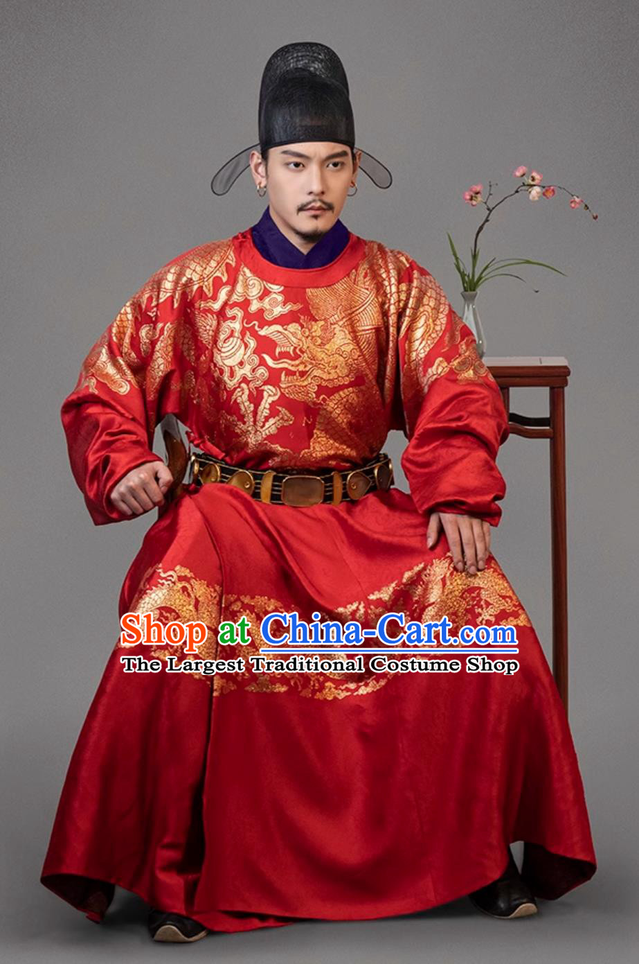 Online Shop Red Traditional Hanfu Ming Dynasty Official Clothing Ancient Chinese King of Kaiping Chang Yu Chun Costume