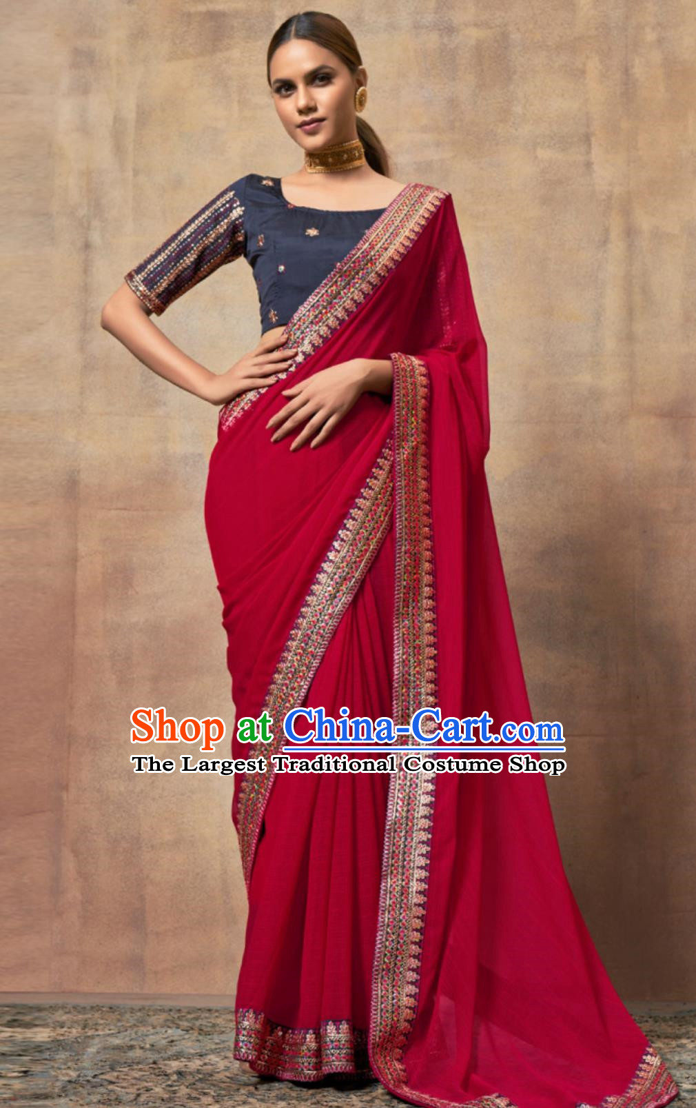 Traditional Indian Sari Women Slimming Blouse and Wrap Skirt India National Clothing