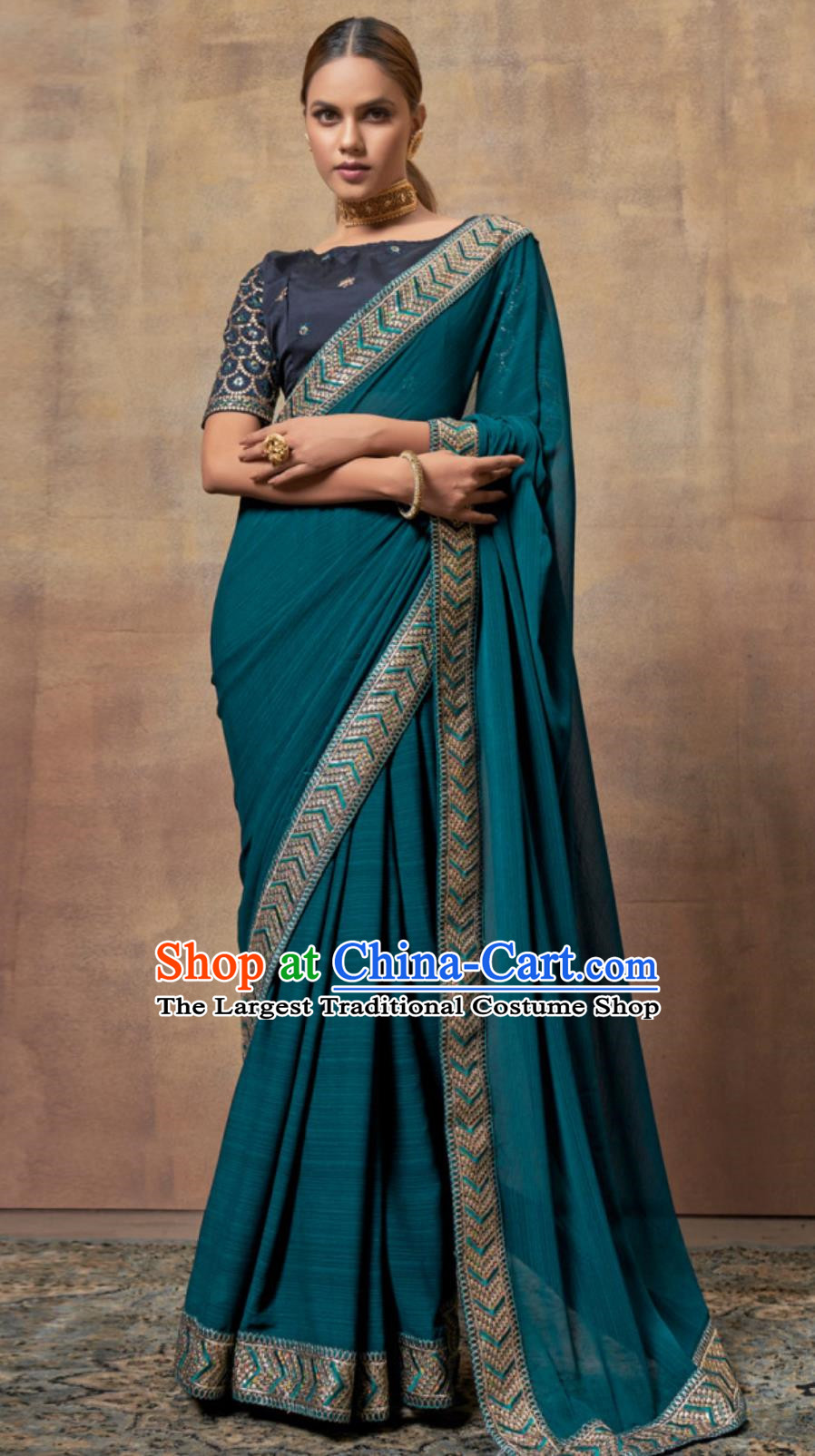 India National Clothing Traditional Indian Sari Women Peacock Green Slimming Blouse and Wrap Skirt