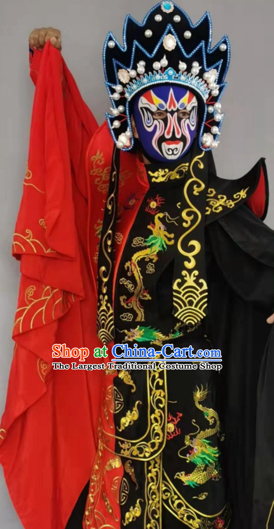 China Sichuan Opera Face Changing Clothing Stage Magic Performance Black and Red Outfit Bian Lian Embroidery Costume Complete Set