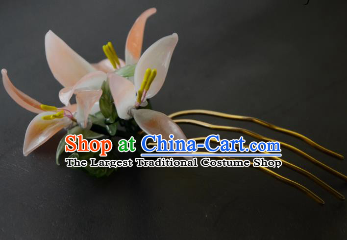 Handmade Song Dynasty Orchid Hair Comb Traditional Chinese Hanfu Hair Jewelry China Ancient Princess Flower Hairpin