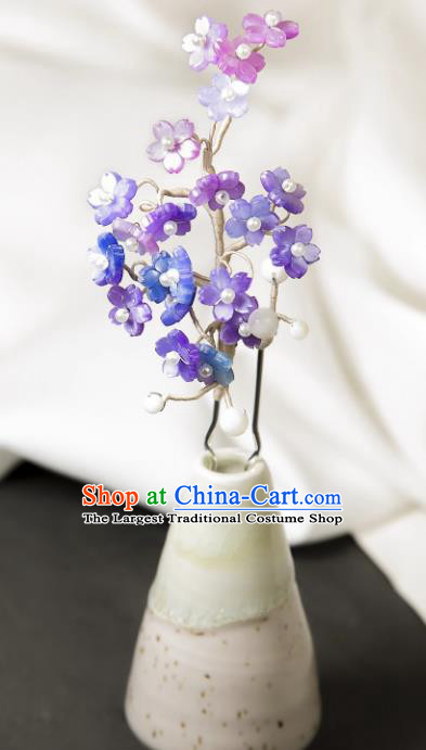 China Ancient Princess Purple Sakura Hairpin Handmade Ming Dynasty Hair Clip Traditional Chinese Hanfu Hair Jewelry