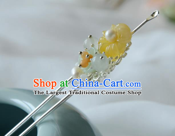 China Ancient Noble Woman Hairpin Handmade Qing Dynasty Curette Hair Clip Traditional Chinese Hair Jewelry
