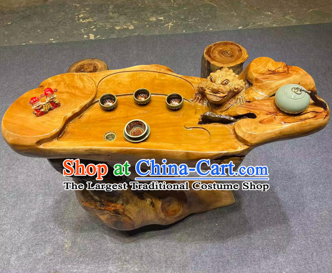 Hand Carved Chinese Stunning Tree Root Tea Table The Golden Toad Brings Wealth