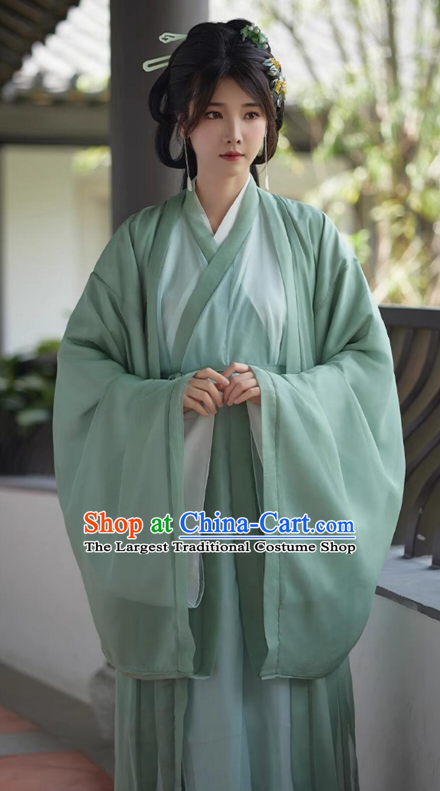 Chinese Jin Dynasty Young Lady Green Dress Traditional Woman Hanfu Ancient China Swordswoman Costume