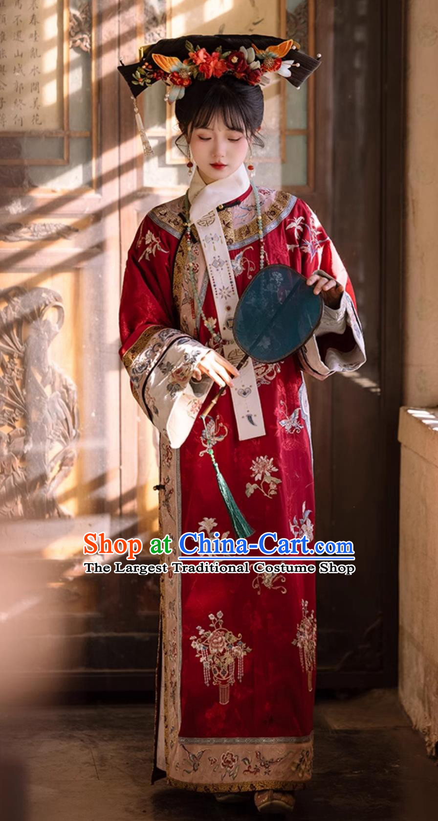 China Travel Photography Costume Ancient Chinese Royal Princess Clothing Traditional Qing Dynasty Empress Red Dresses