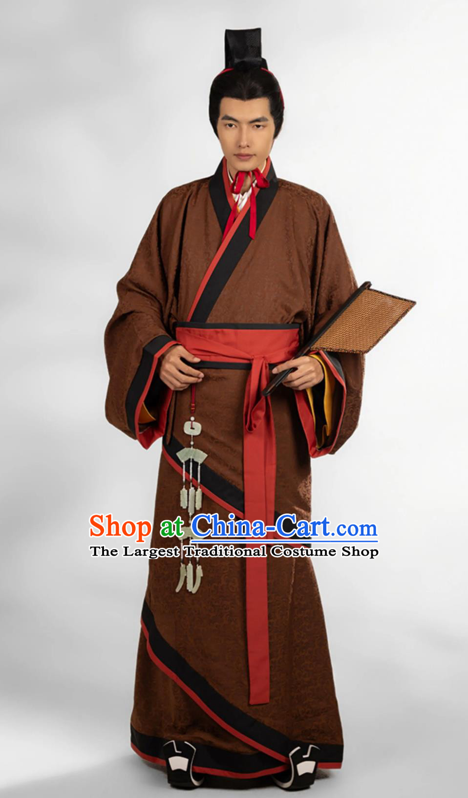 China Travel Photography Costume Mens Hanfu Ancient Chinese Scholar Clothing Traditional Qin Dynasty Curving Front Robe