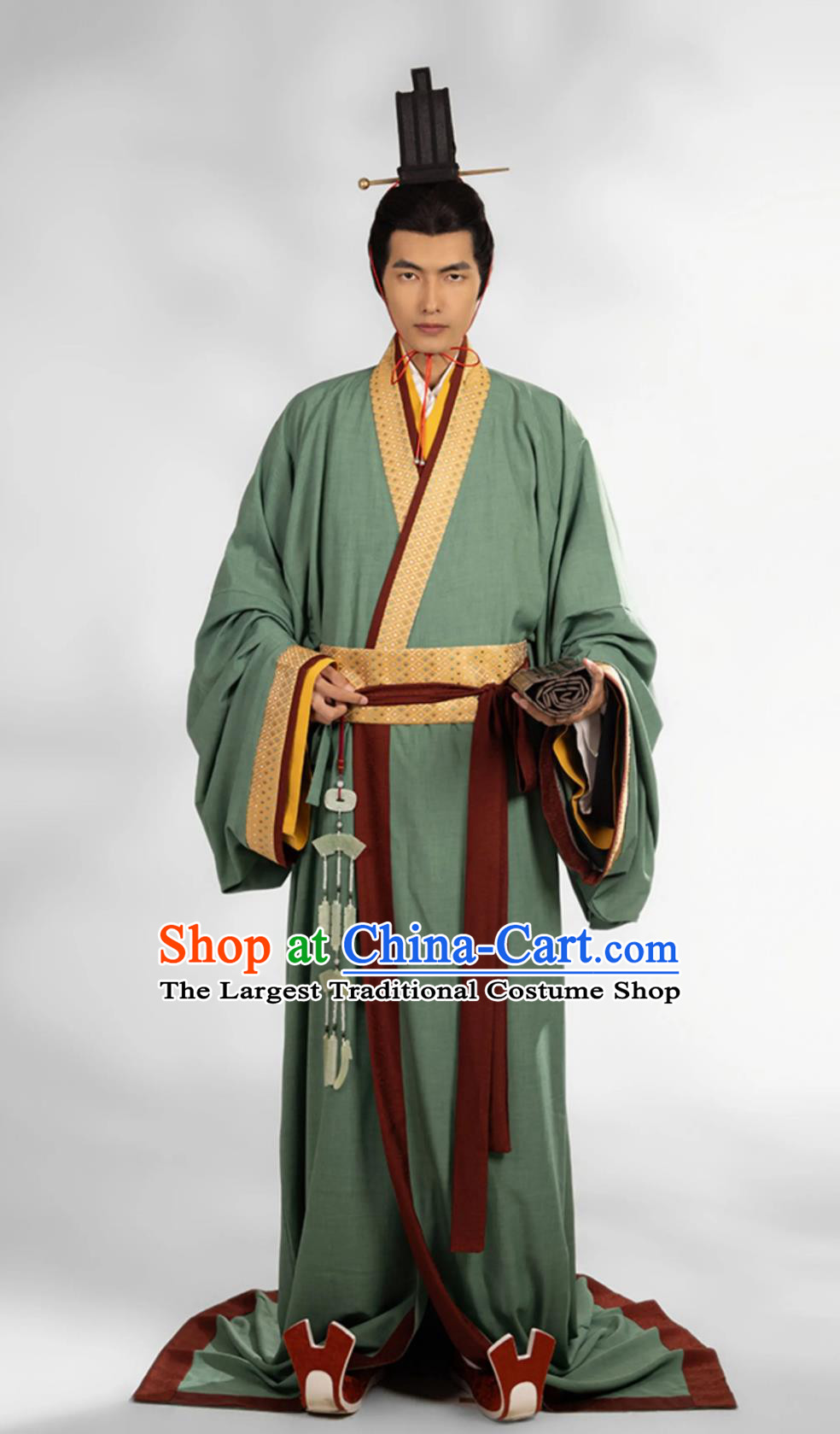 China Travel Photography Costume Ancient Chinese the Warring States Period Prince Clothing Traditional Mens Hanfu Robe
