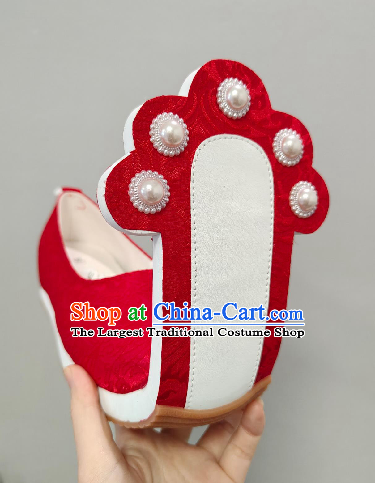 Traditional Hanfu Stage Show Shoes Ancient Chinese Empress Red Shoes Handmade China Tang Dynasty Dengyun Shoes