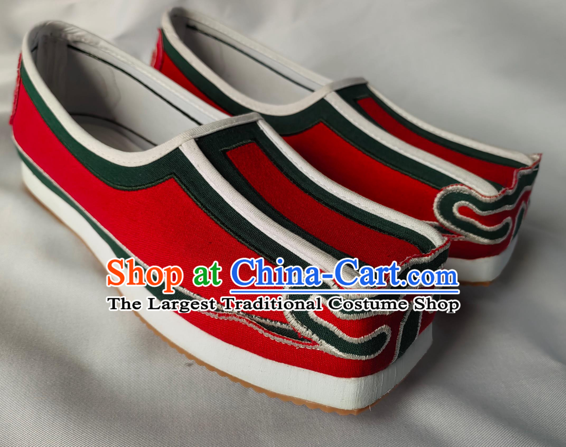 Ancient Chinese Scholar Red Square Top Shoes China Ming Dynasty Shoes Traditional Hanfu Linen Shoes