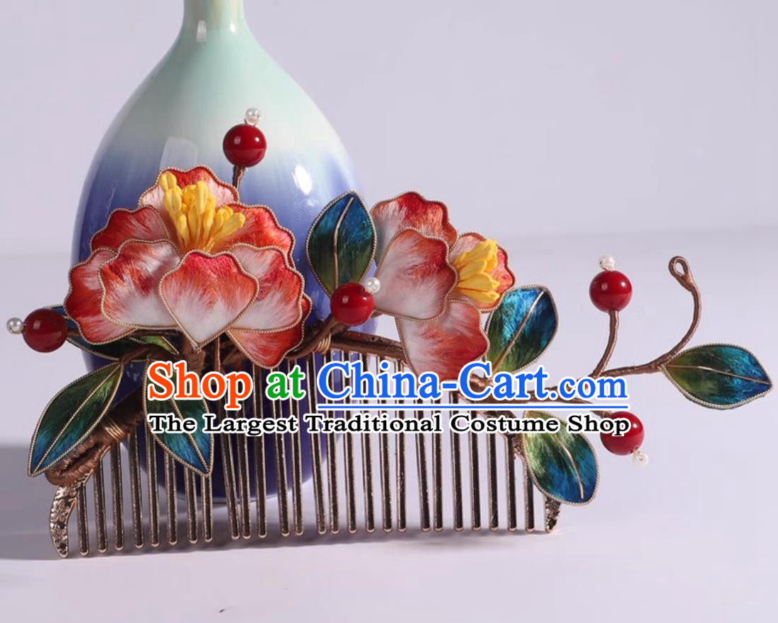 Ancient Chinese Empress Hairpin Handmade China Qing Dynasty Silk Peony Hair Comb Traditional Hanfu Hair Jewelry