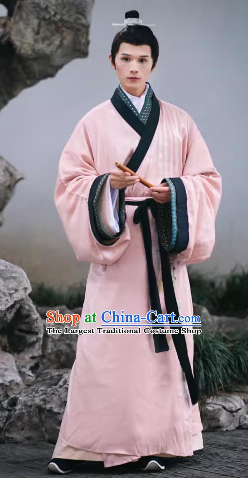 Chinese Travel Photography Costume Traditional Hanfu Qin Dynasty Pink Robe Ancient China Scholar Clothing