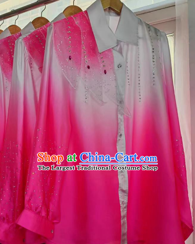 China Modern Dance Competition Pink Shirt Stage Performance Costume Chinese Spring Festival Gala Opening Dance Male Clothing