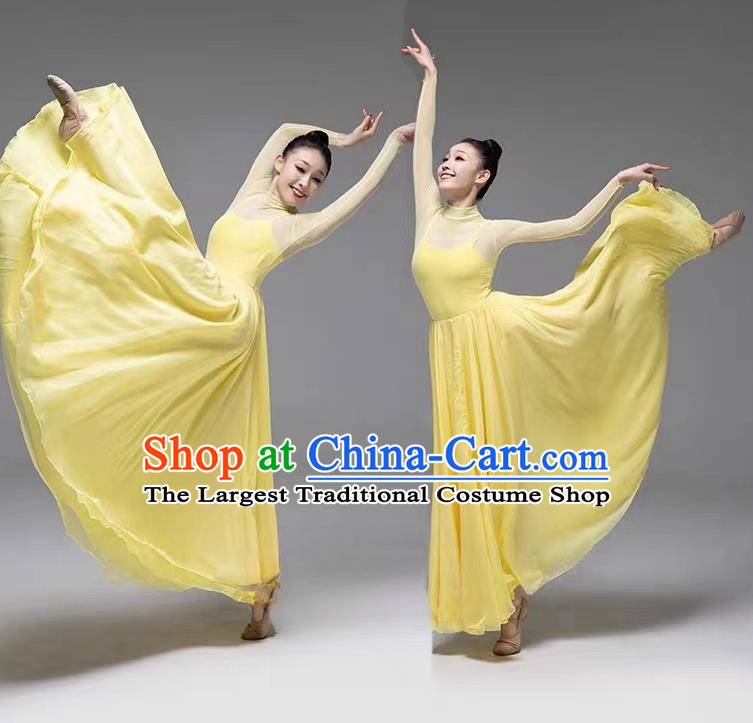 Top Chorus Women Yellow Dress Stage Performance Costume Chinese Spring Festival Gala Opening Dance Clothing