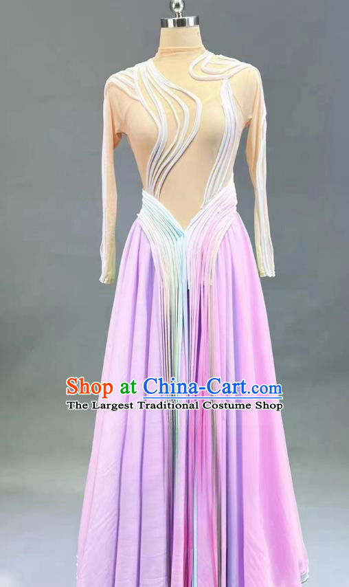 Chinese Spring Festival Gala Classical Dance Clothing Women Group Dance Violet Dress Stage Performance Costume