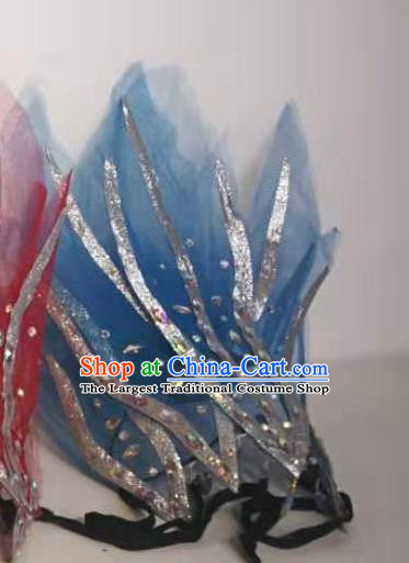 Top Stage Performance Headwear Handmade Modern Dance Blue Fire Headpiece Chinese Spring Festival Gala Opening Dance Hair Jewelry