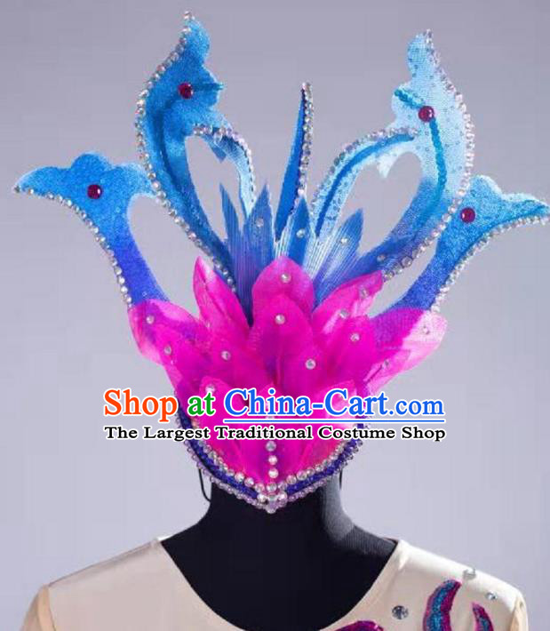 Chinese Spring Festival Gala Opening Dance Hat Women Stage Performance Headwear Handmade Modern Dance Flower Headpiece