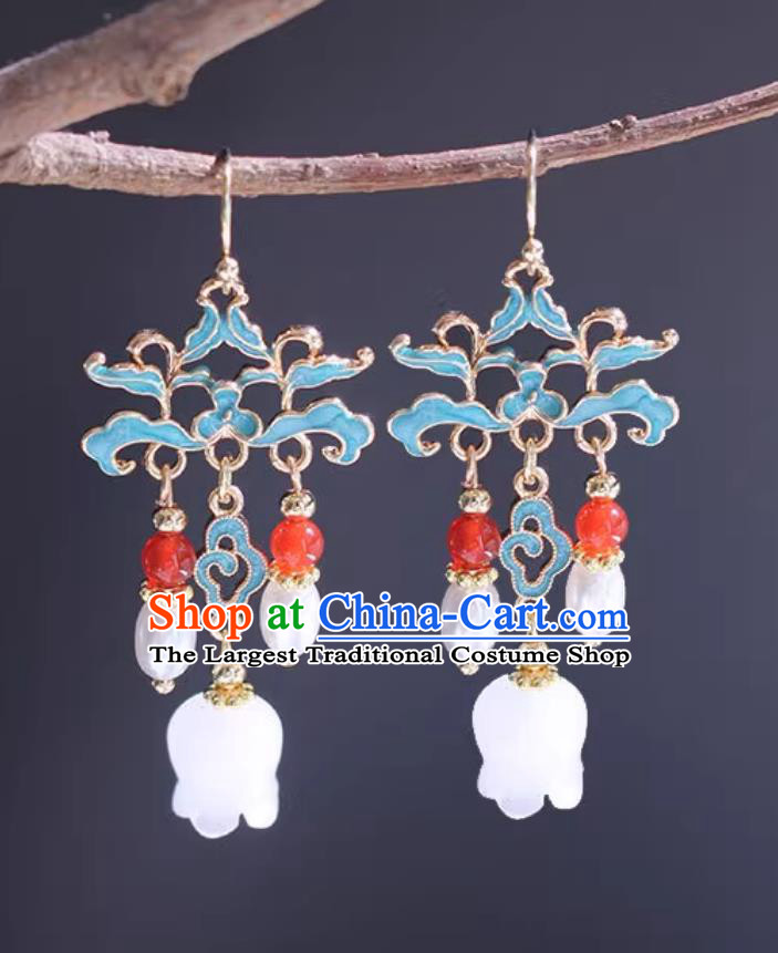 Traditional Ming Dynasty Cloisonn Eardrops Chinese Hanfu Tassel Ear Jewelries Ancient China Empress Earrings