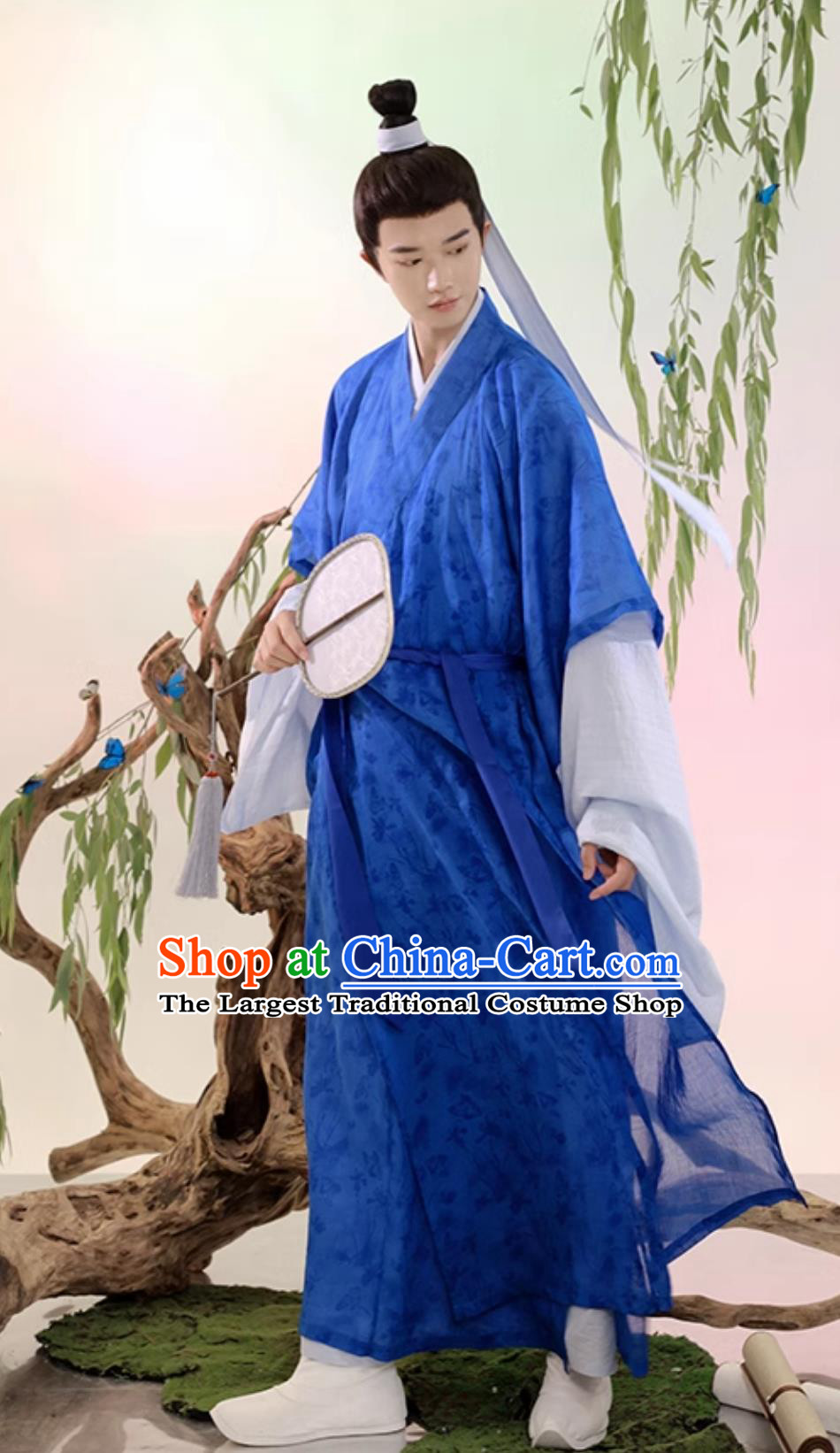 Traditional Male Hanfu Chinese Song Dynasty Scholar Long Vest and Robe Ancient China Young Man Clothing