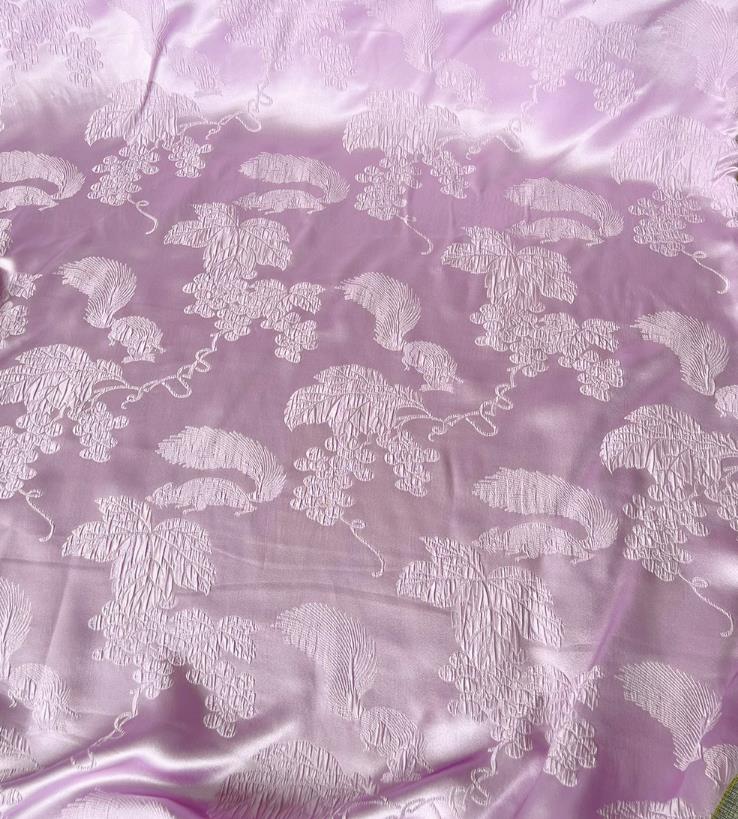 Traditional Design Lilac Satin China Qipao Fabric Chinese Classical Squirrel Grape Pattern Jacquard Material
