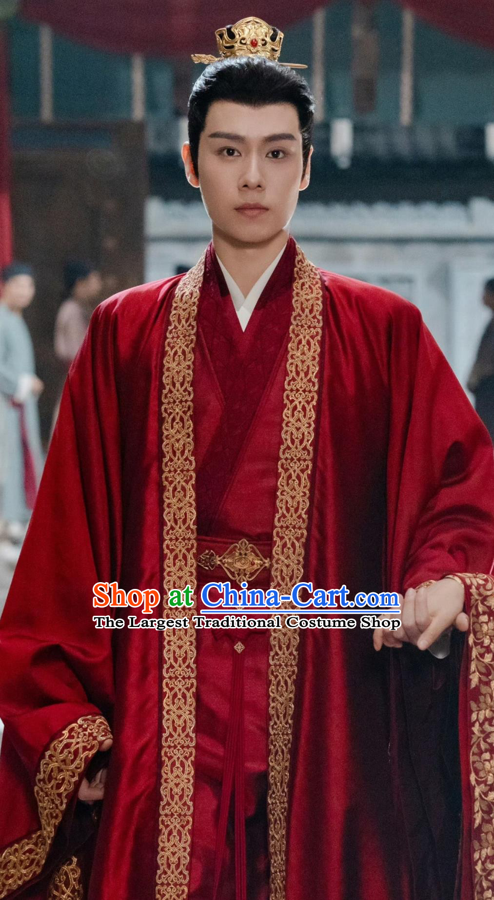 Ancient China Prince Clothing Traditional Male Wedding Hanfu Chinese TV Series Blossoms in Adversity Gu Yan Xi Red Garment Costumes