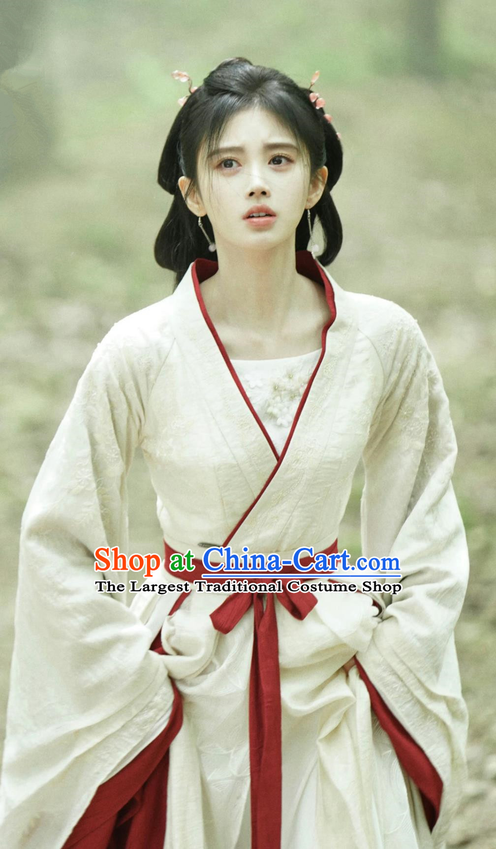 Traditional Hanfu Chinese TV Series In Blossom Yang Cai Wei White Dress Ancient China Princess Clothing