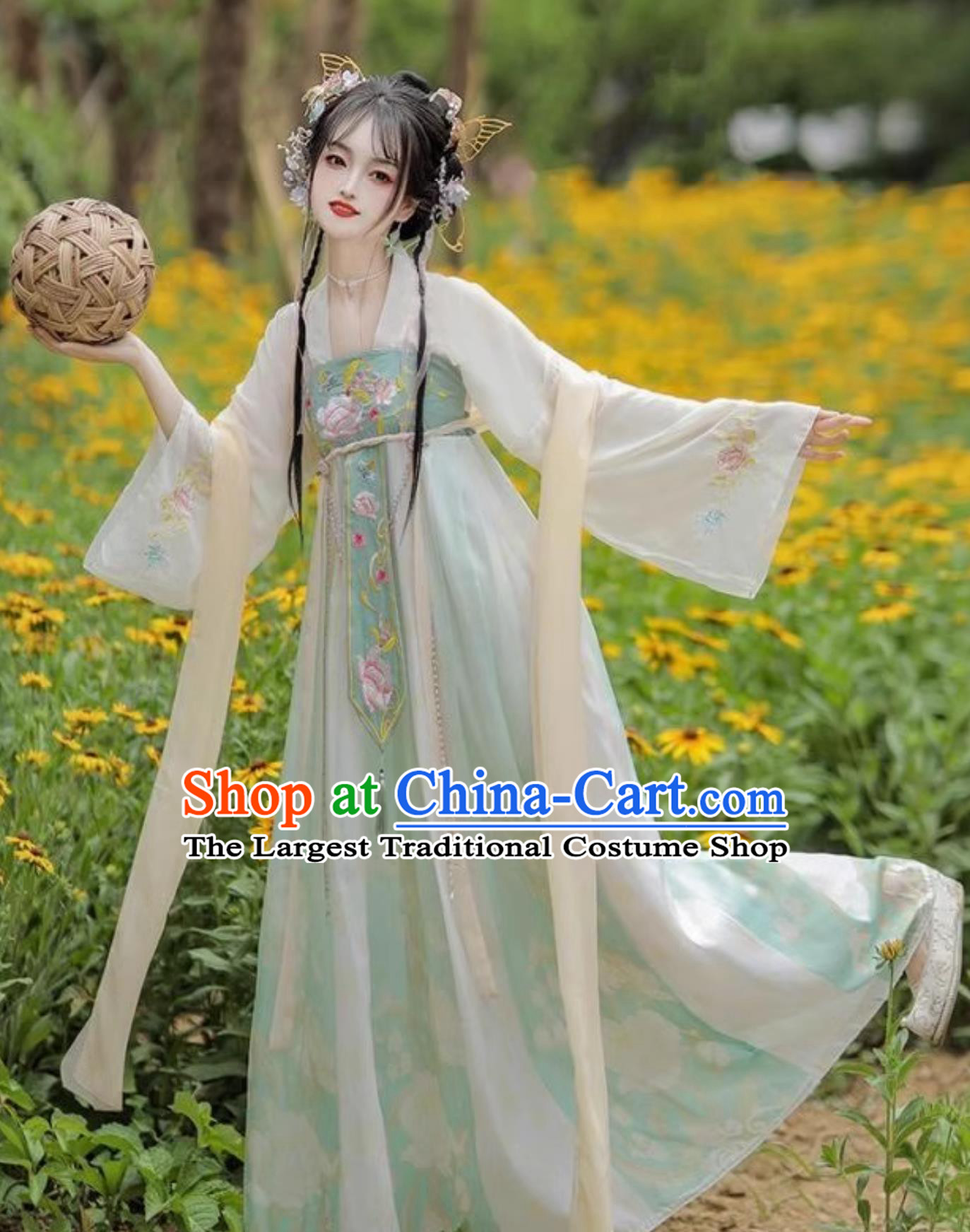 Chinese Tang Dynasty Young Lady Green Dress Ancient China Princess Clothing Traditional Hanfu