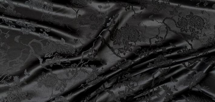 Black Chinese Classical Peony Pattern Jacquard Material Traditional Cheongsam Fabric China Mulberry Silk Cloth
