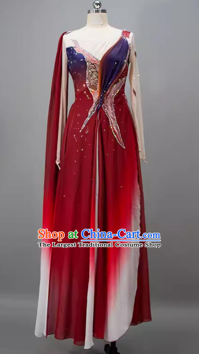 Chinese Tao Li Cup Dance Contest Program Yi Hong Zhuang Replica Costume China Classical Dance Red Dress