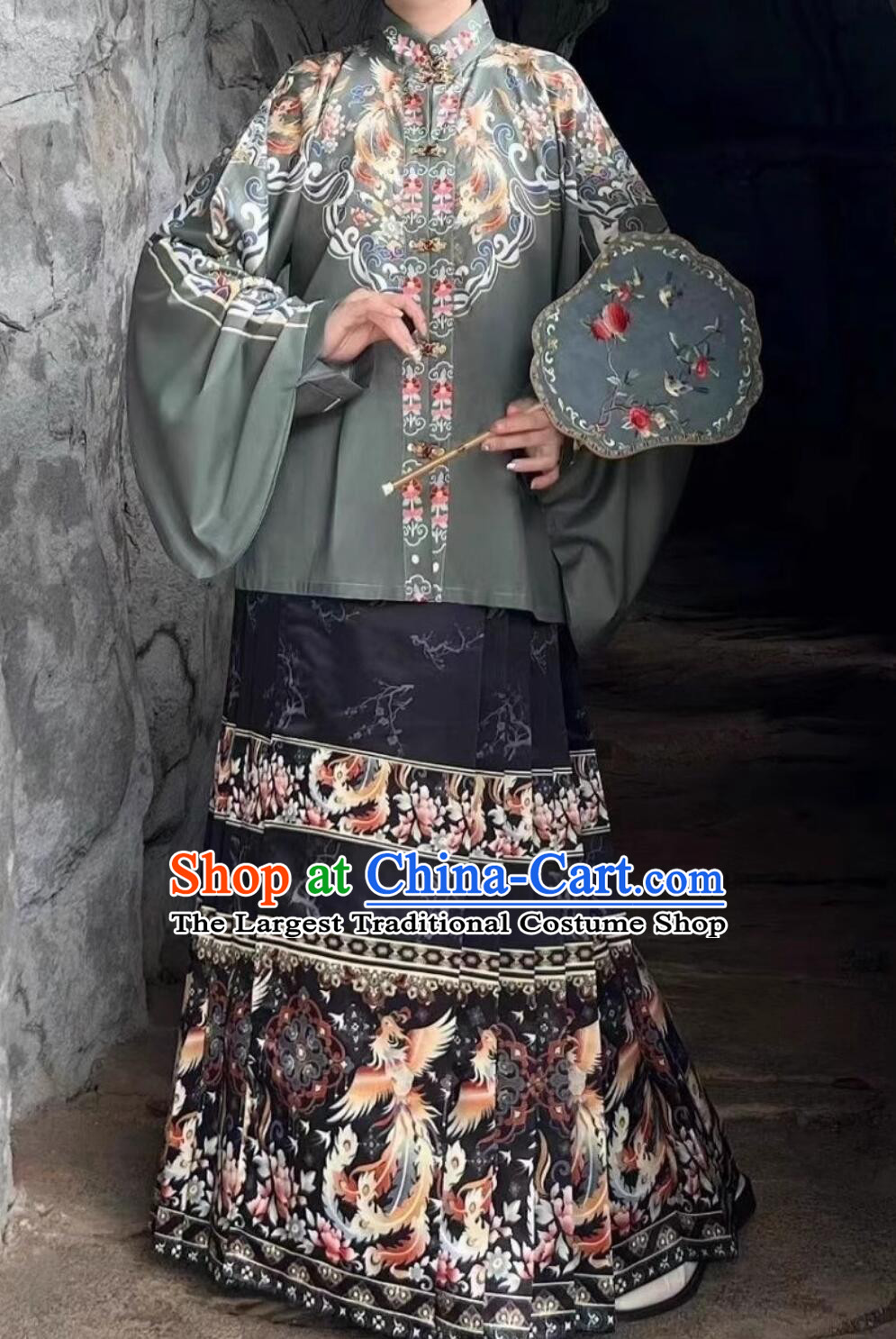 Ancient China Ming Dynasty Palace Princess Costumes Chinese Traditional Hanfu Green Blouse and Black Skirt