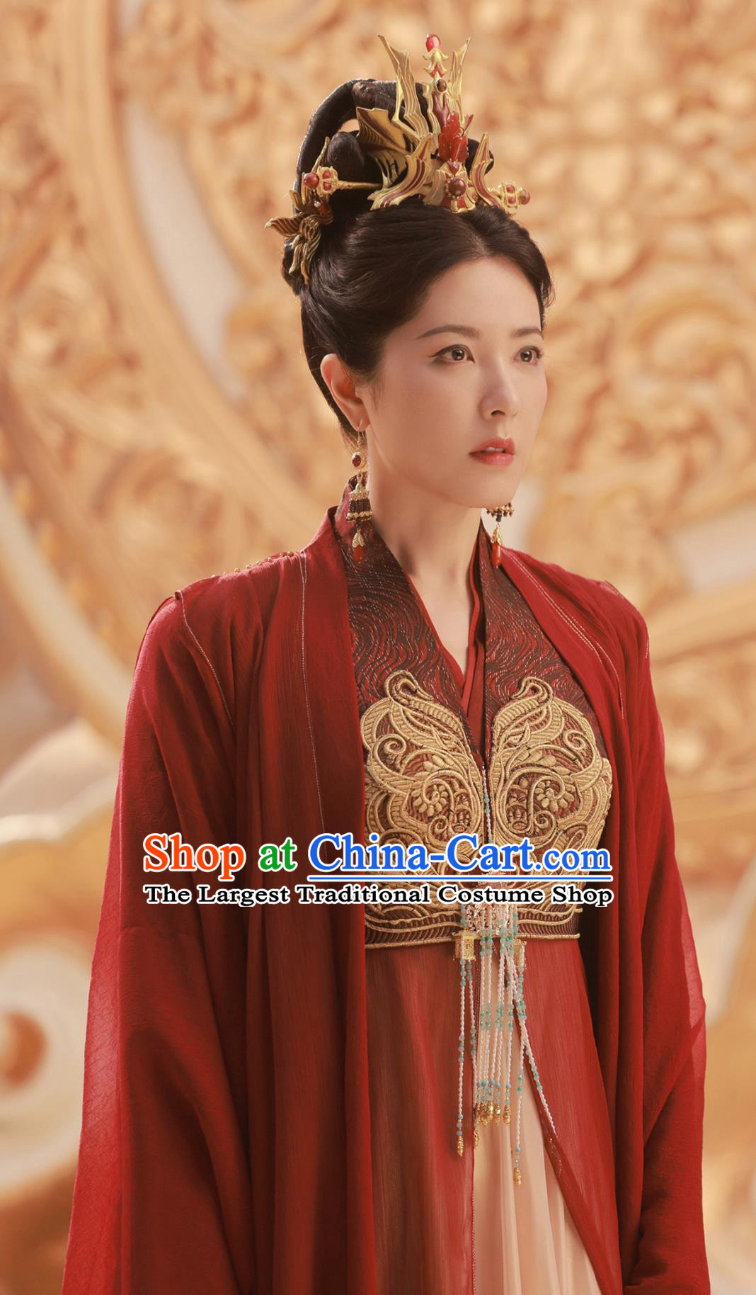 Ancient China Queen Garment Costume Chinese TV Series The Legend Of Shen Li Spiritual Master Shen Mu Yue Red Clothing